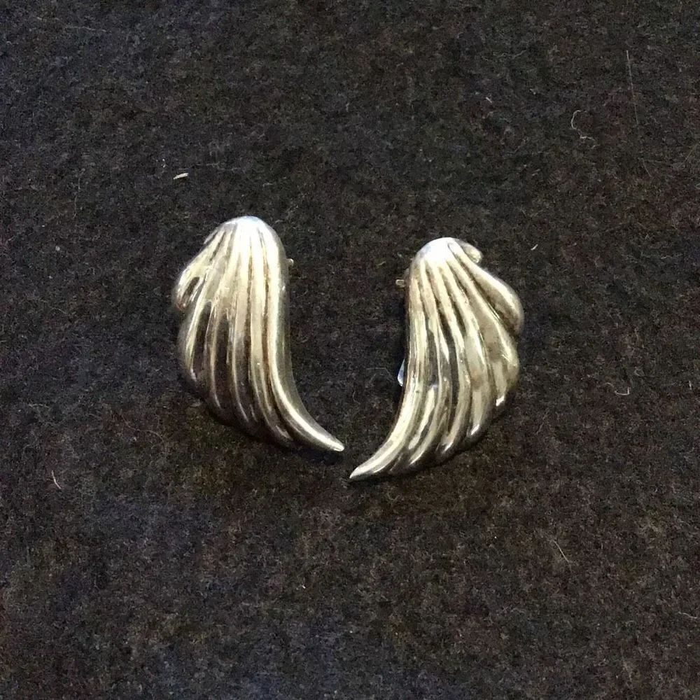 Vintage angel wings earrings sterling silver clip on